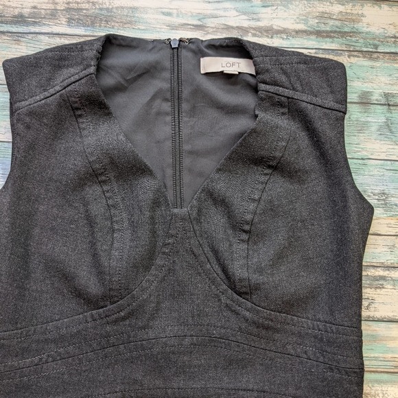 Tall: Loft charcoal grey v-neck sheath dress, 2T - Picture 6 of 13